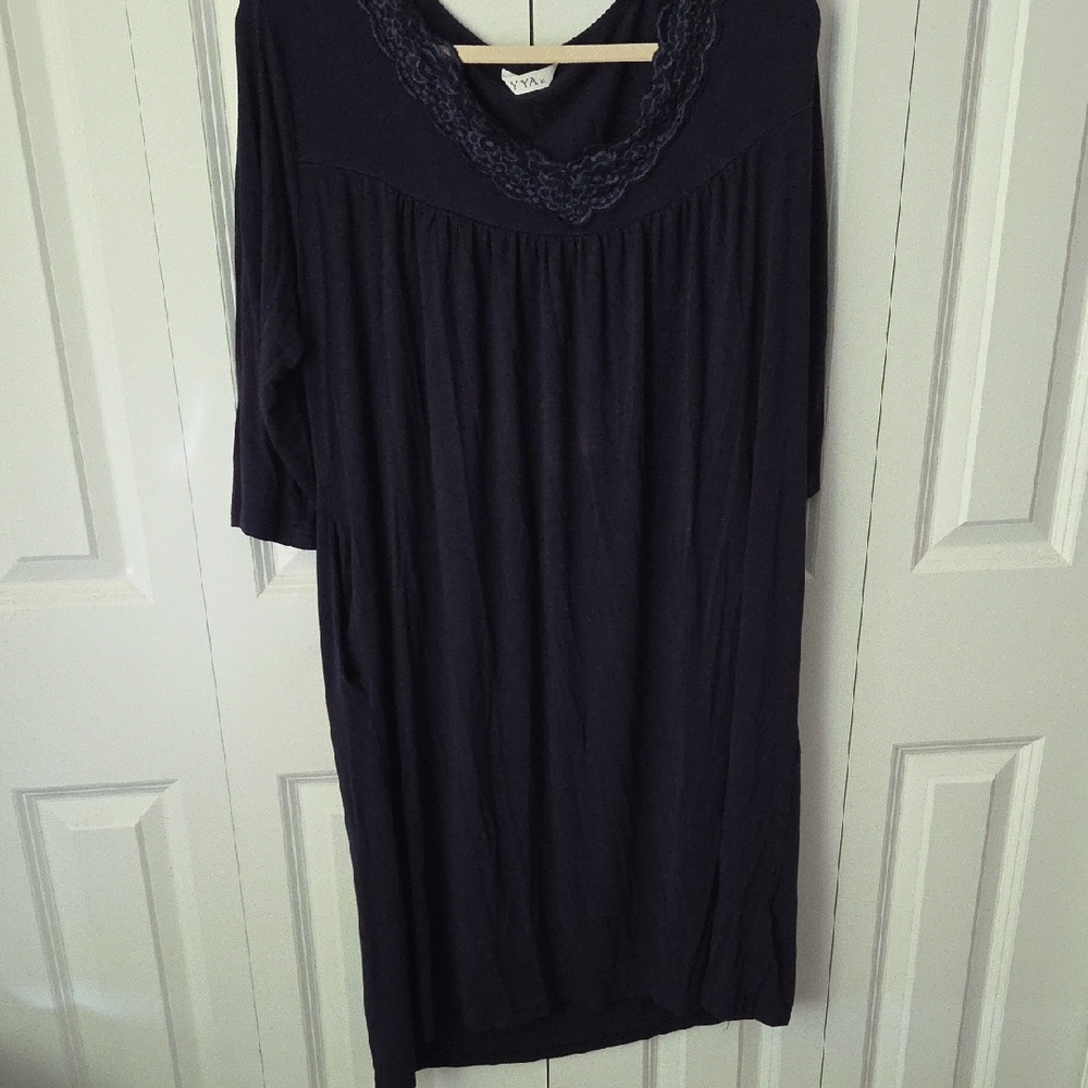 Ya Los Angeles Midnight Blue Lace Trim Pajama